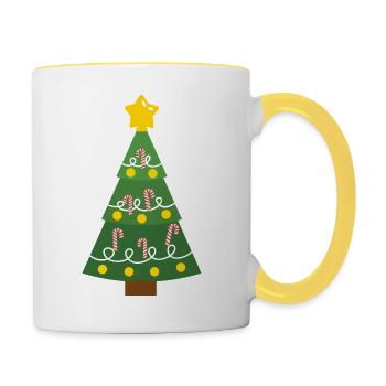 Weihnachtsbaum - Tasse zweifarbig - Weiß/Gelb - Rechts