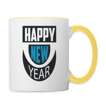 Happy New Year - Tasse zweifarbig - Weiß/Gelb - Rechts