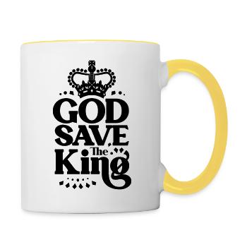 God Save the KING von FabSpark - Tasse zweifarbig - Weiß/Gelb - Rechts