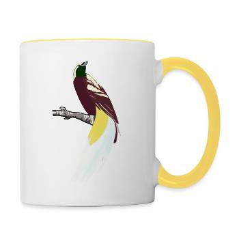 A bird Bird of Paradise02 on a branch - Contrasting Mug - white/yellow - Right