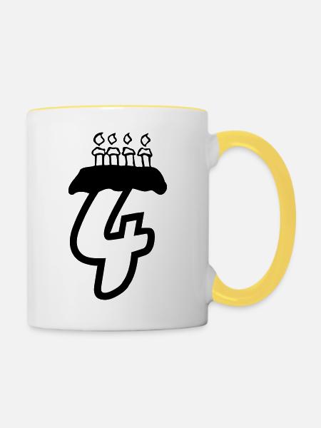 4 birthday - Tasse zweifarbig - Weiß/Gelb