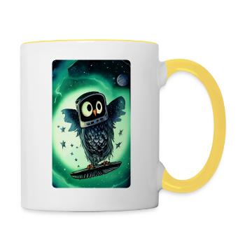 Surfing Green Space Owl - Tasse zweifarbig - Weiß/Gelb - Rechts