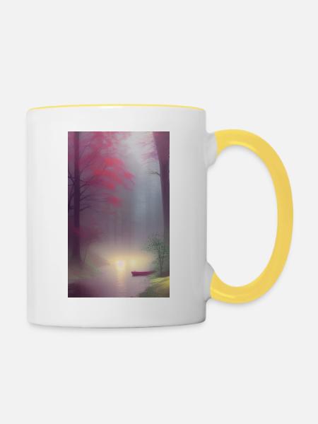Mysterious Forrest - Tasse zweifarbig - Weiß/Gelb