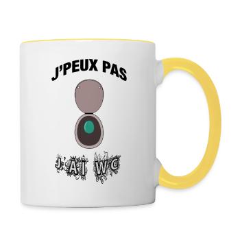 Je peux pas j ai WC - Mug contrasté - blanc/jaune - Droite