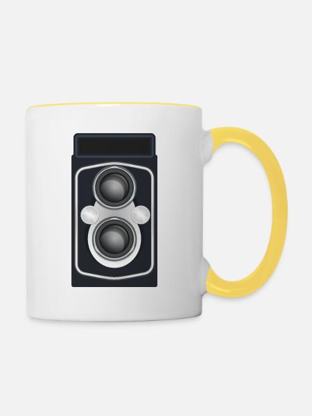 Doppelobjektiv-Spiegelreflexkamera Sauber - Tasse zweifarbig - Weiß/Gelb
