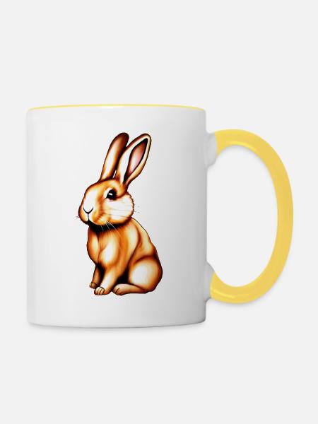 Häschen - Tasse zweifarbig - Weiß/Gelb