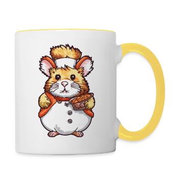 Hamster as a trained high has made food. - Contrasting Mug - white/yellow - Right