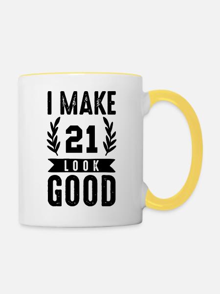 look good 21 - Tasse zweifarbig - Weiß/Gelb