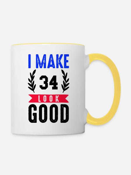 look good 34 - Tasse zweifarbig - Weiß/Gelb