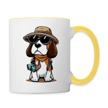 Beagle Dog Der Entdecker - Tasse zweifarbig - Weiß/Gelb - Rechts