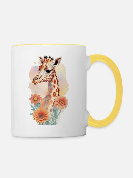Giraffe - Tasse zweifarbig - Weiß/Gelb