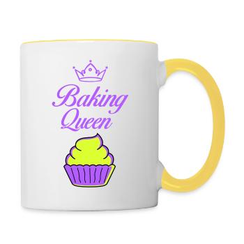 baking queen - Tasse zweifarbig - Weiß/Gelb - Rechts