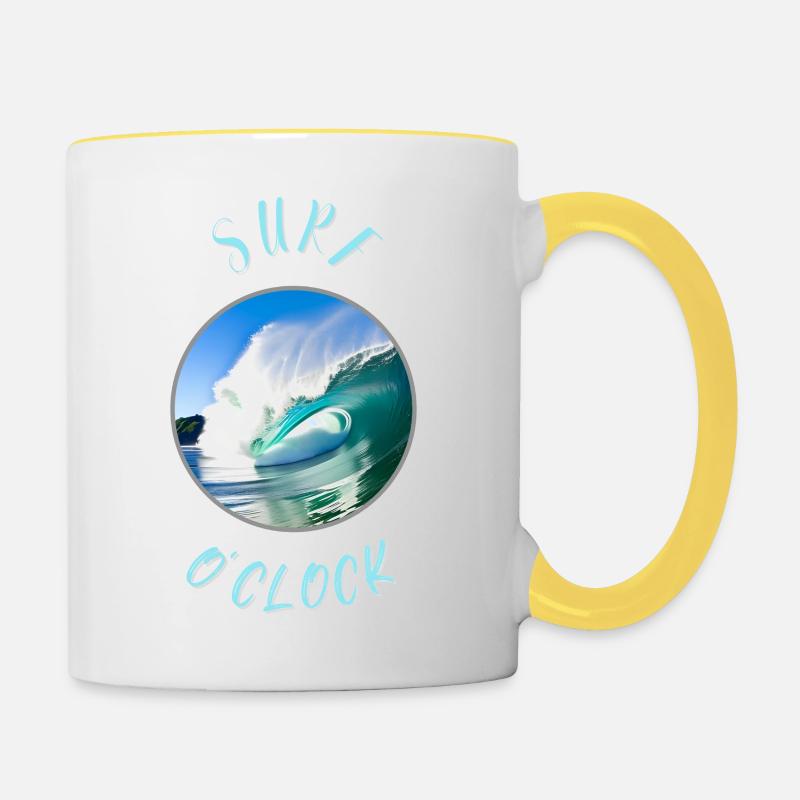 Surf O Uhr - Tasse zweifarbig - Weiß/Gelb