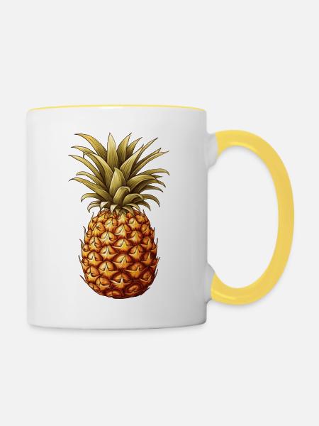 Ananas - Tasse zweifarbig - Weiß/Gelb