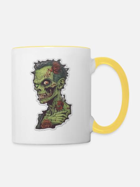 Helloween Zombi - Tasse zweifarbig - Weiß/Gelb