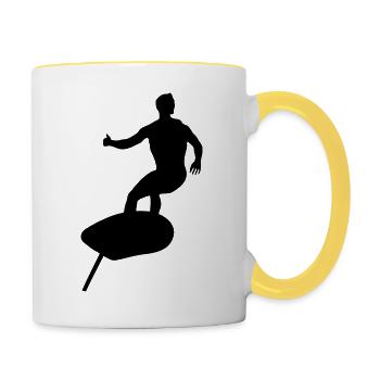 Surfen Foil - Tasse zweifarbig - Weiß/Gelb - Rechts