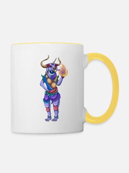 "Horny" der Psychonaut - Tasse zweifarbig - Weiß/Gelb
