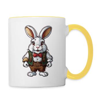 Lederhosen / Animal / Traditional costume / Tradition / Rabbit - Contrasting Mug - white/yellow - Right