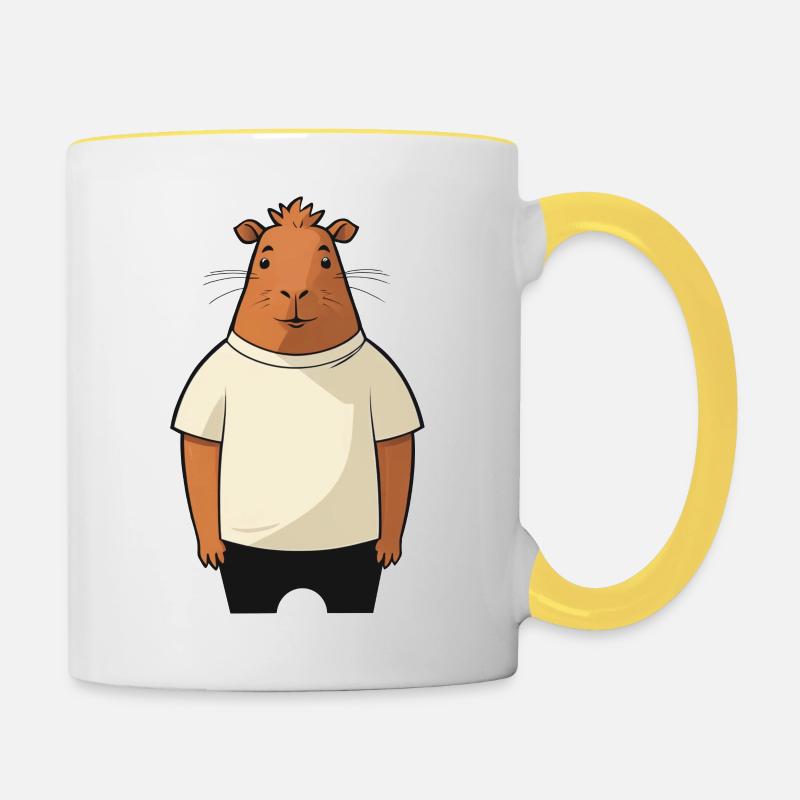 Mec capybara - Mug contrasté - blanc/jaune
