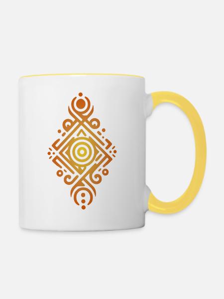 Stammes - Tasse zweifarbig - Weiß/Gelb