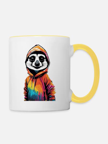Cooles Erdmännchen - Tasse zweifarbig - Weiß/Gelb