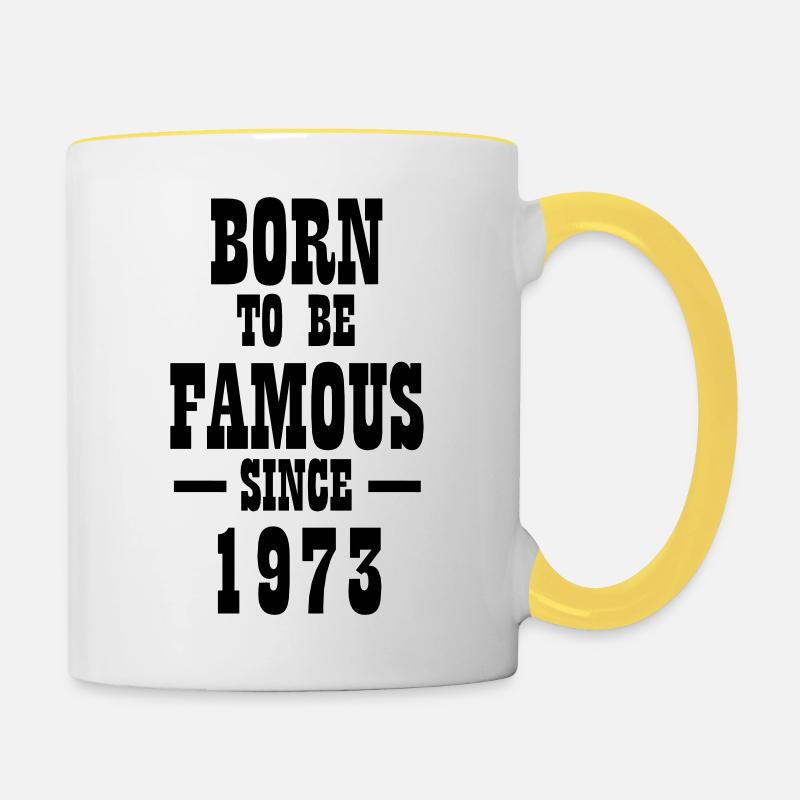 Né pour être célèbre depuis 1973 - Mug contrasté - blanc/jaune