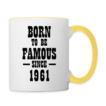 Born to be famous since 1961 - Contrasting Mug - white/yellow - Right