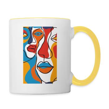 Cubismo Art Tshirt - Contrasting Mug - white/yellow - Right