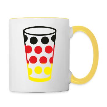 Dubbeglas schwarz rot gold - Tasse zweifarbig - Weiß/Gelb - Rechts