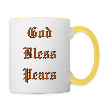 Que Dieu bénisse les poires - Mug contrasté - blanc/jaune - Droite