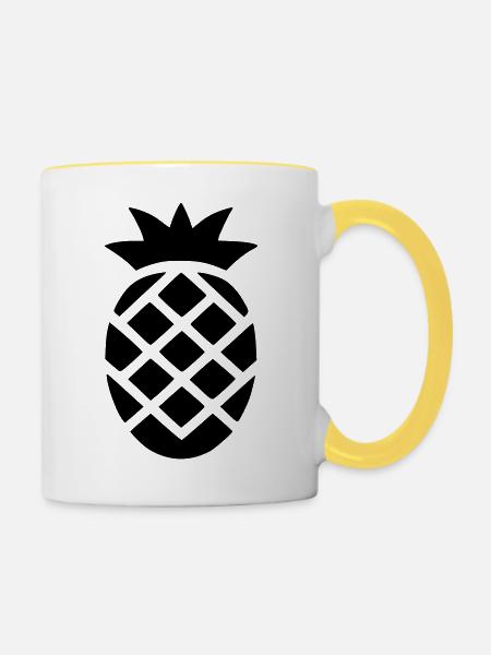 Ananas - Tasse zweifarbig - Weiß/Gelb