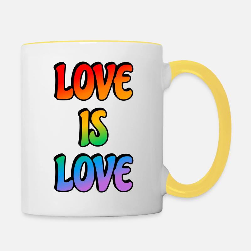 Arc-en-ciel L’amour est l’amour - Mug contrasté - blanc/jaune