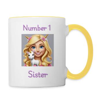 No 1 Sister the best - Contrasting Mug - white/yellow - Right