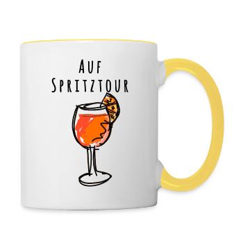illustration,verre, cocktail,spritz,joyride - Mug contrasté - blanc/jaune - Droite