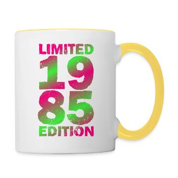 40e anniversaire, né en 1985, 40 ans - Mug contrasté - blanc/jaune - Droite