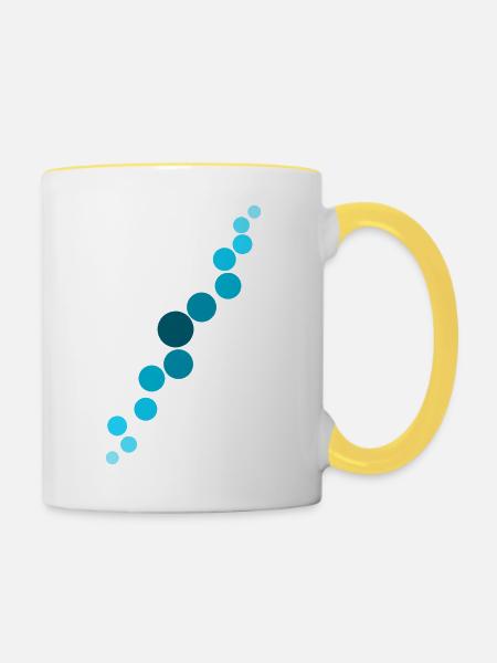 Blaue Blasen - Tasse zweifarbig - Weiß/Gelb