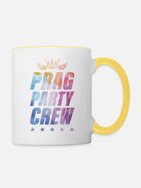 Prag Party Crew - Tasse zweifarbig - Weiß/Gelb