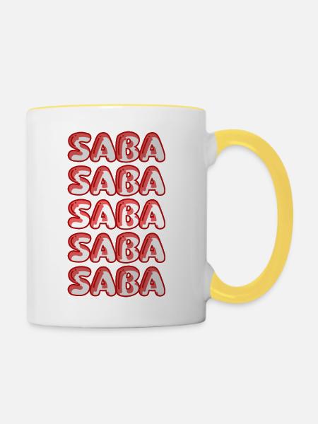 Saba als Reise - Tasse zweifarbig - Weiß/Gelb