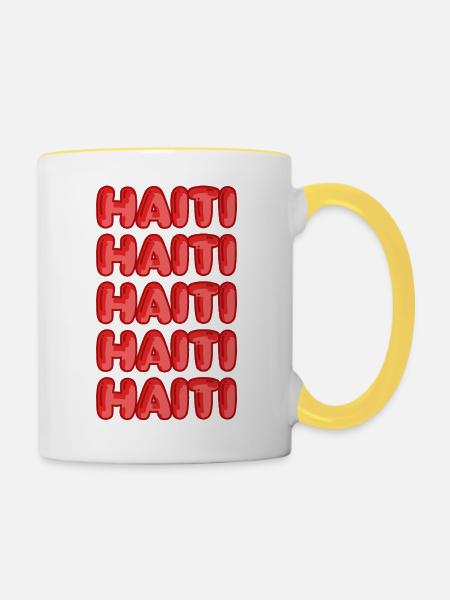 Reise Haiti - Tasse zweifarbig - Weiß/Gelb