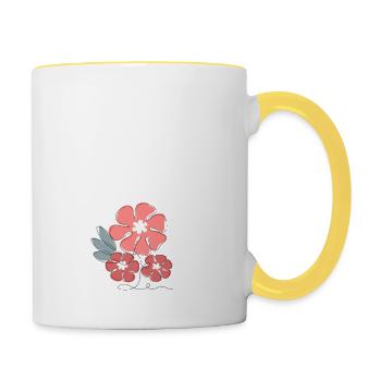 Lettre c fleurs minimalistes - Mug contrasté - blanc/jaune - Droite