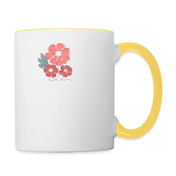 Lettre S fleurs minimalistes - Mug contrasté - blanc/jaune - Droite