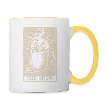 Tarot occulte au café – L’art de la carte d’infusion - Mug contrasté - blanc/jaune - Droite