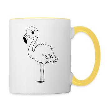 Flamingo Design - Dessin animé d’oiseau élégant - Mug contrasté - blanc/jaune - Droite