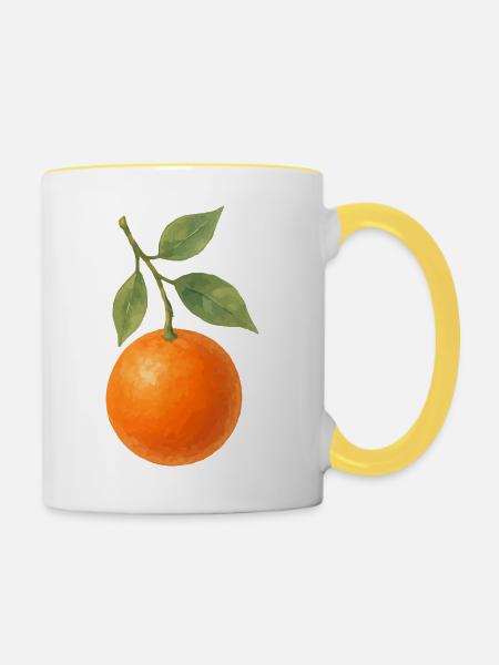 orange - Tasse zweifarbig - Weiß/Gelb