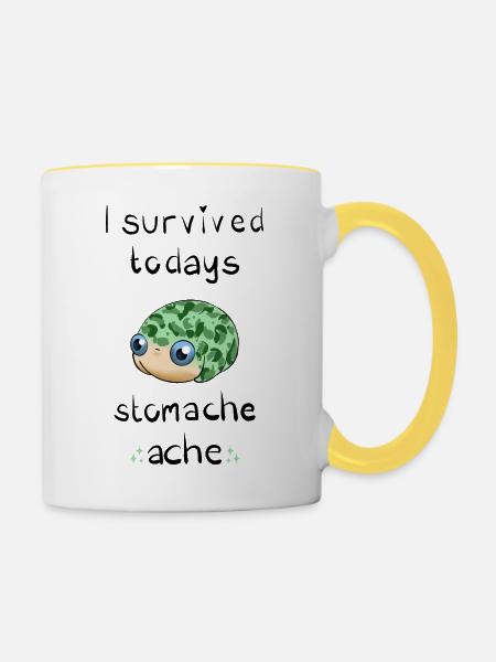 I survived todays stomach ache - Tasse zweifarbig - Weiß/Gelb
