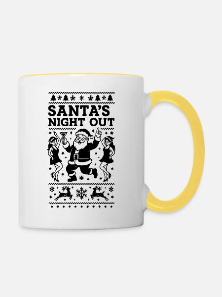 Weihnachtsmann Feier Party - Tasse zweifarbig - Weiß/Gelb