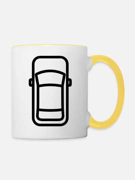 Auto - Tasse zweifarbig - Weiß/Gelb