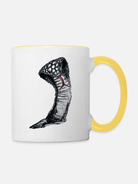 Kobra - Tasse zweifarbig - Weiß/Gelb