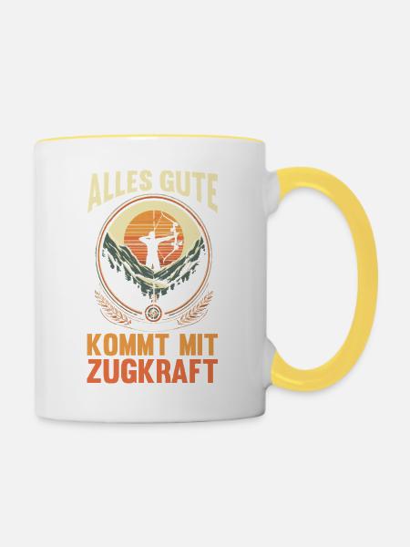 Bogenschütze Bogensport Bogenschießen - Tasse zweifarbig - Weiß/Gelb