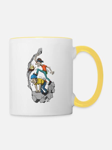 Climbing on Helmet - Tasse zweifarbig - Weiß/Gelb